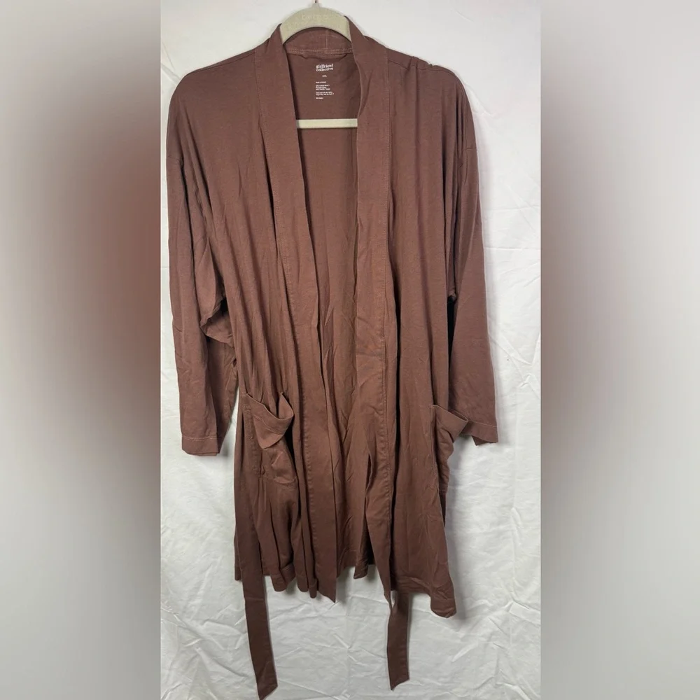 Girlfriend Collective‎ Brown Wrap Cardigan Robe Duster Belted XXL